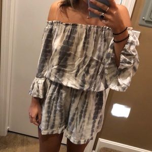 Off the shoulder tie dye romper